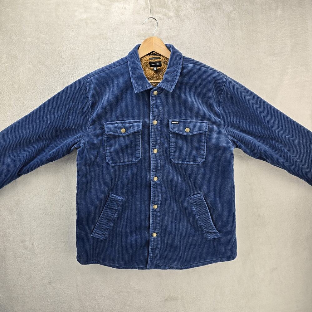 Brixton Durham Sherpa‎ Lined Jacket Mens Joe Blue Corduroy Relaxed Fit - Picture 2 of 13